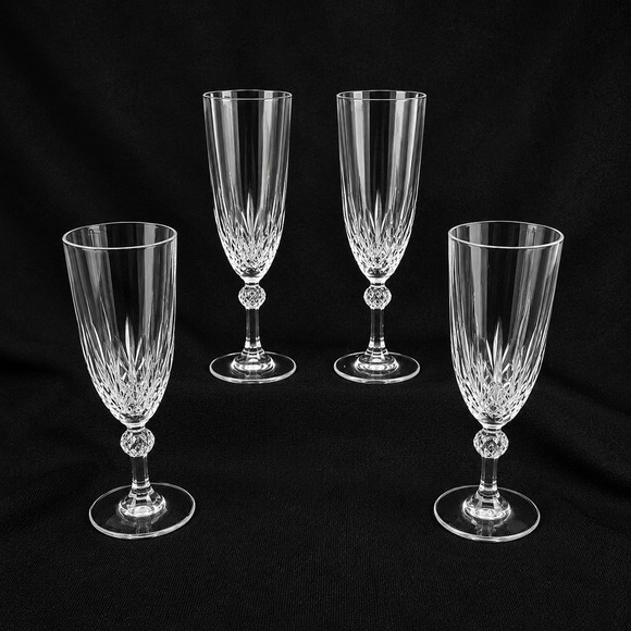 Royal Crystal Rock Other - 4 Royal Crystal Rock Lenea Gala Champagne Flute Lead Crystal 7.75 Inch Italy